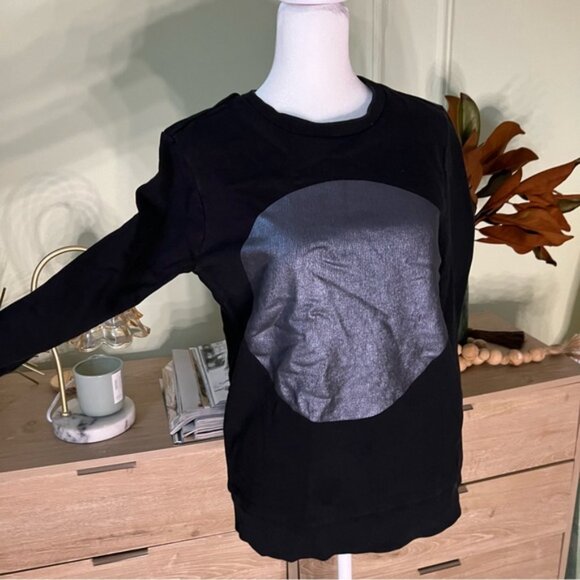 Vintage FOREVER21 Black & Metallic Silver Graphic Crewneck Sweater 100% Cotton S - Picture 7 of 16